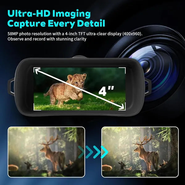 Digital night vision binoculars with a 4-inch viewing screen
