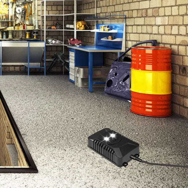 Rodent repeller on a garage floor